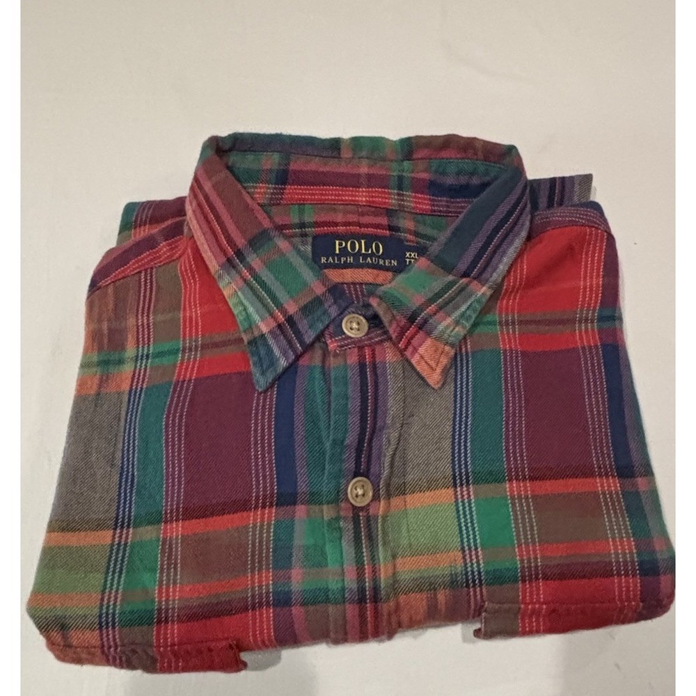 Vintage 90's Polo Ralph Lauren Plaid Flannel RL Workshirt XXL/TTG